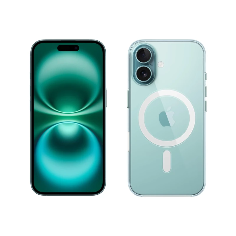 Apple iPhone 16 128GB: 5G Mobile phone with Apple Intelligence - Teal + Clear Case with MagSafe