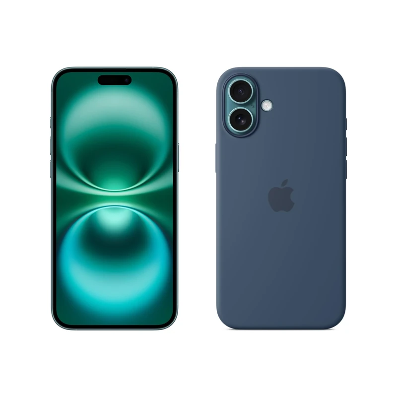 Apple iPhone 16 Plus 128GB: 5G Mobile phone with Apple Intelligence - Teal + Silicone Case with MagSafe - Denim