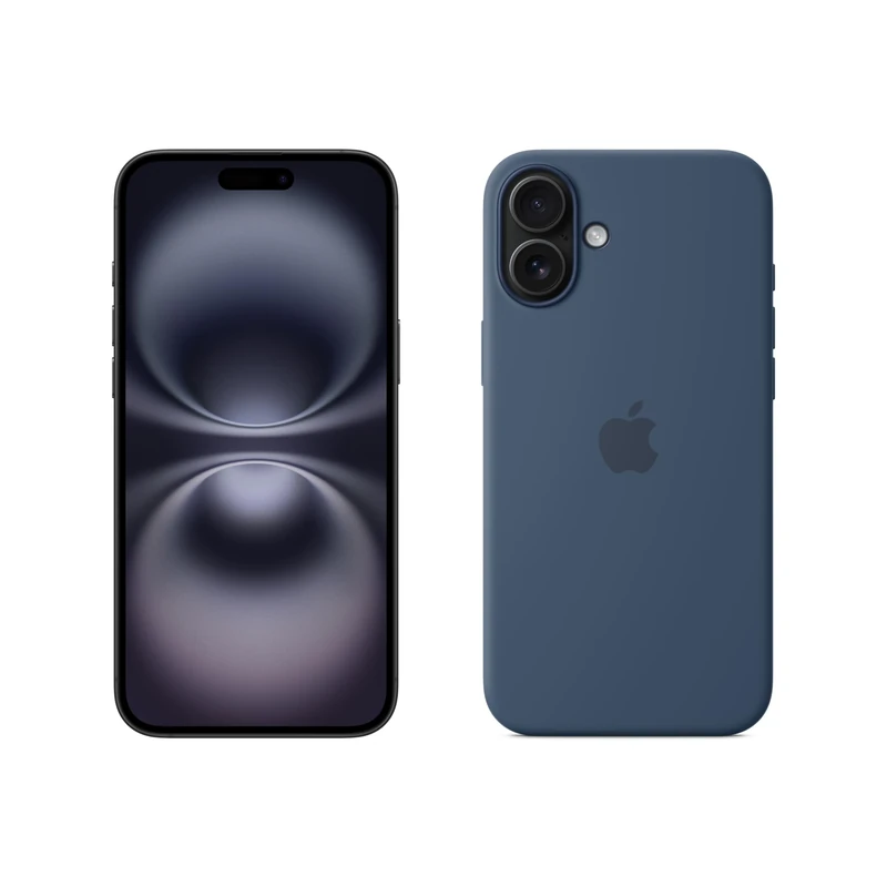 Apple iPhone 16 Plus 256GB: 5G Mobile phone with Apple Intelligence - Black + Silicone Case with MagSafe - Denim