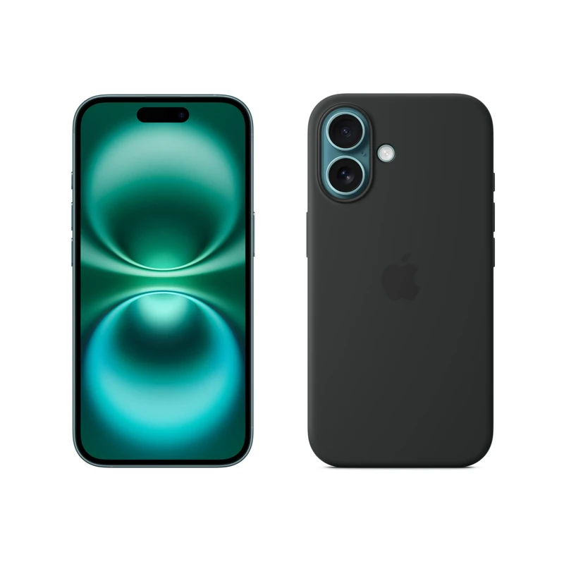Apple iPhone 16 128GB: 5G Mobile phone with Apple Intelligence - Teal + Silicone Case with MagSafe - Black