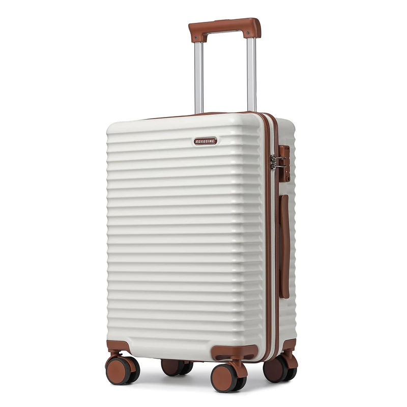 Ruausine 20-Inch Carry on Luggage, 55x40x20cm Cabin Suitcase with 4 Spinner Wheels & TSA Lock, Hardshell Lightweight Travel Suitcase, Small Rolling Luggage(Begie, 20 Inch)