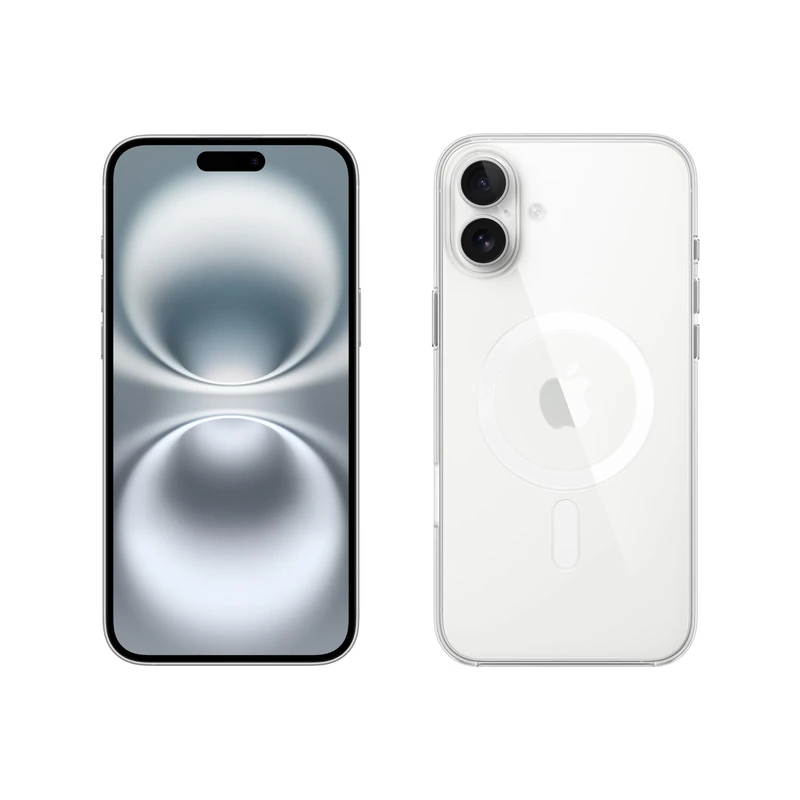 Apple iPhone 16 Plus 128GB: 5G Mobile phone with Apple Intelligence - White + Clear Case with MagSafe