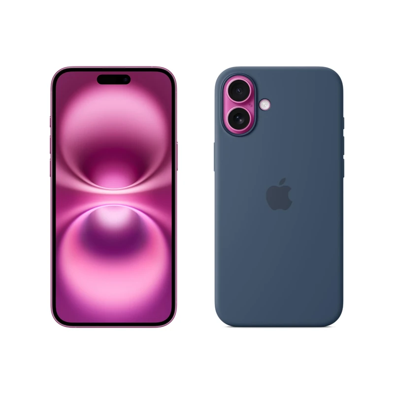 Apple iPhone 16 Plus 256GB: 5G Mobile phone with Apple Intelligence - Pink + Silicone Case with MagSafe - Denim