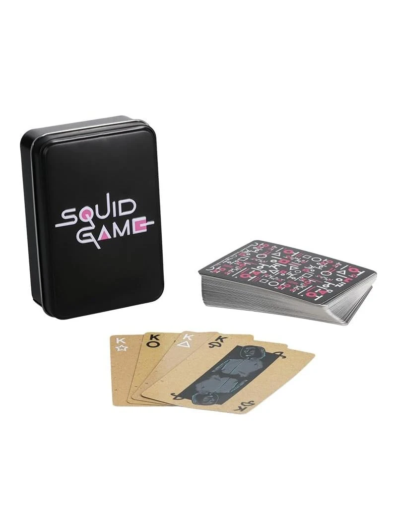 Squid Game Illustrated Playing Cards - Officially Licensed Netflix Classic Card Game in Collectible Tin, Iconic Designs and Characters, Gift for Fans | Paladone, Black