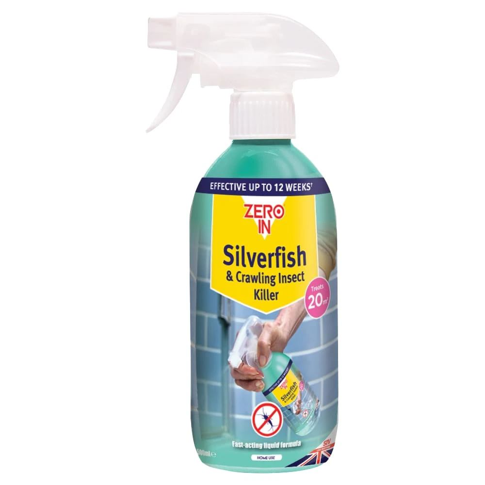 Zero In® Silverfish & Crawling Insect Killer - 500ml, Instant, Long Lasting, Non-Staining, Odourless Silverfish and Crawling Insect Treatment and Repellent for the Home