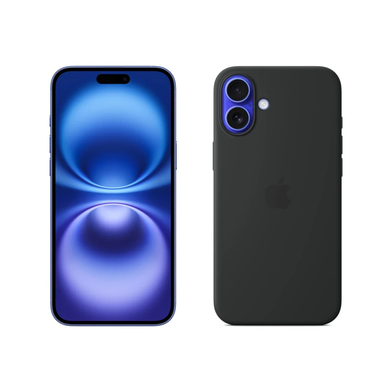 Apple iPhone 16 Plus 128GB: 5G Mobile phone with Apple Intelligence - Ultramarine + Silicone Case with MagSafe - Black