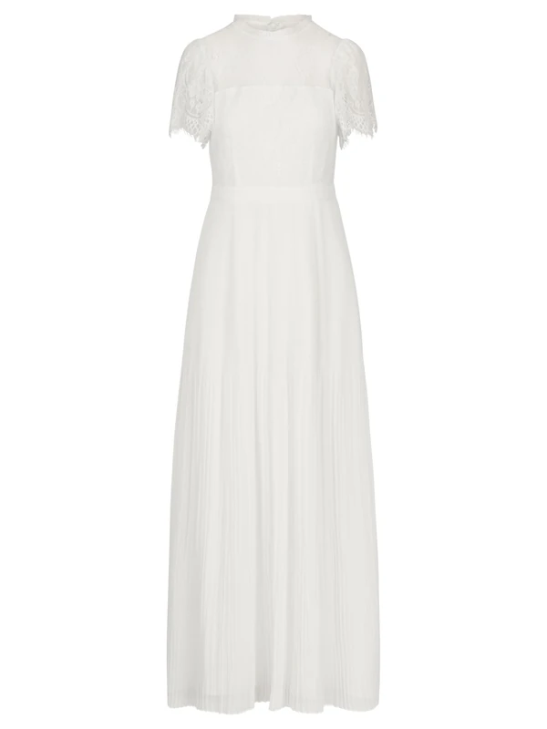 APART Fashion Women's Apart Langes Hochzeitskleid im Materialmix aus Dress, Cream, 18