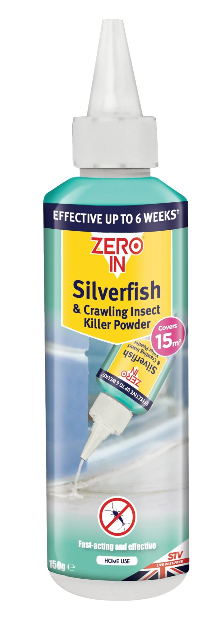 Zero In® Silverfish & Crawling Insect Killer Powder -150g, Instant, Long-Lasting, Non-Staining, Odourless Silverfish and Crawling Insect Treatment and Repellent for the Home