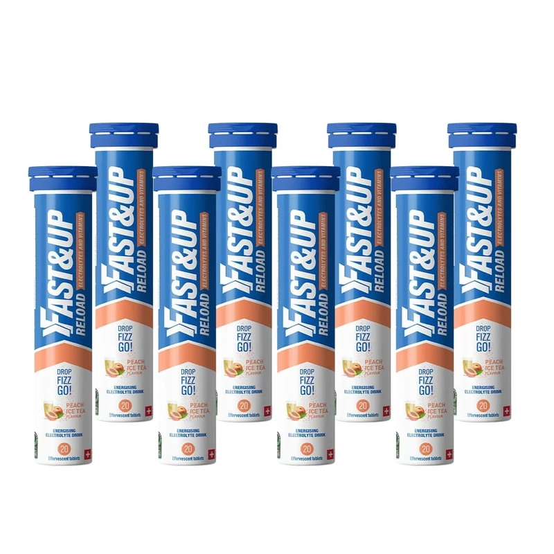 Fast&Up Reload Megapack – 160 Effervescent Tablets – Peach Ice Tea – Instant Electrolytes for Rapid Hydration & Energy - Added Vitamin C & B12 for Performance, Wellbeing, Travel & Recovery – Vegan