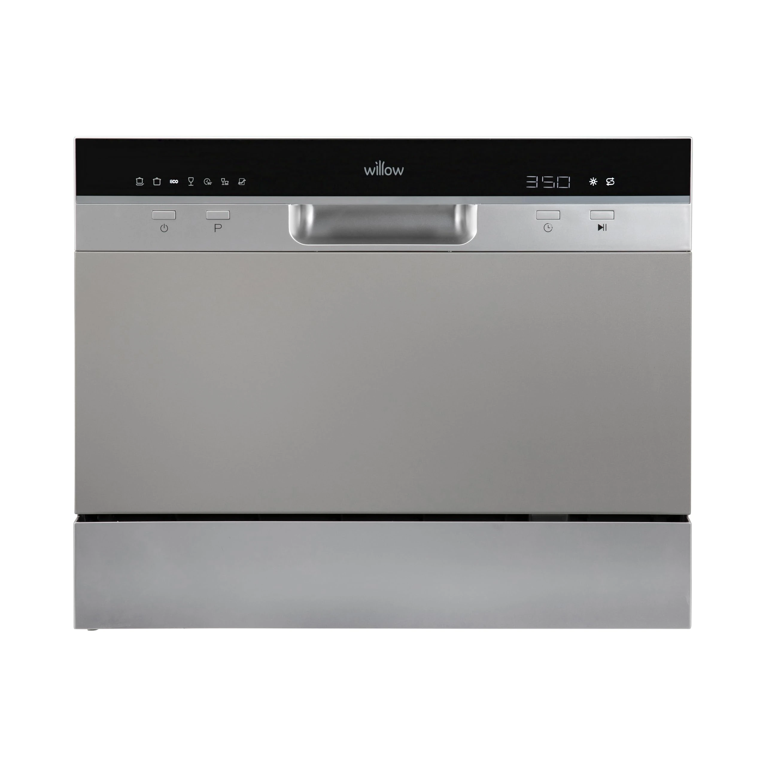 Willow WTTD6S 55cm Tabletop Dishwasher with 6 Place Settings, 7 Programmes, Delay Function, Cutlery Basket, LED Indicator - Silver