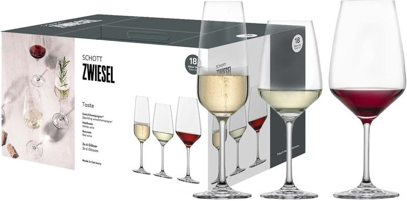 Schott Zwiesel Premium Box Tulip (Set of 18), Timeless Wine Glasses and Champagne Glasses in a Set, Dishwasher-Safe Tritan Crystal Glasses, Made in Germany (Art. no. 124136)