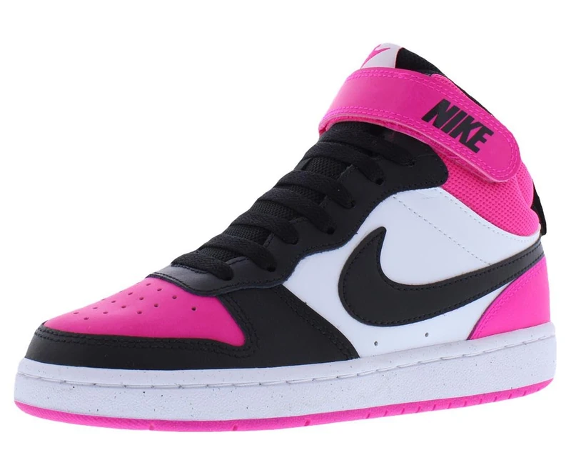 NIKE Court Borough Mid 2 Bg Sneaker, White Black Fierce Pink, 6.5 UK - Image 1