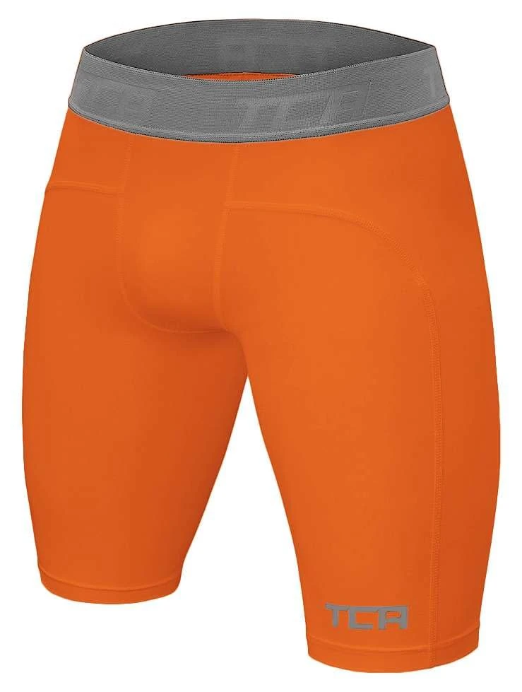 TCA Boys' Pro Performance Compression Base Layer Thermal Under Shorts - Orange, 8-10 Years