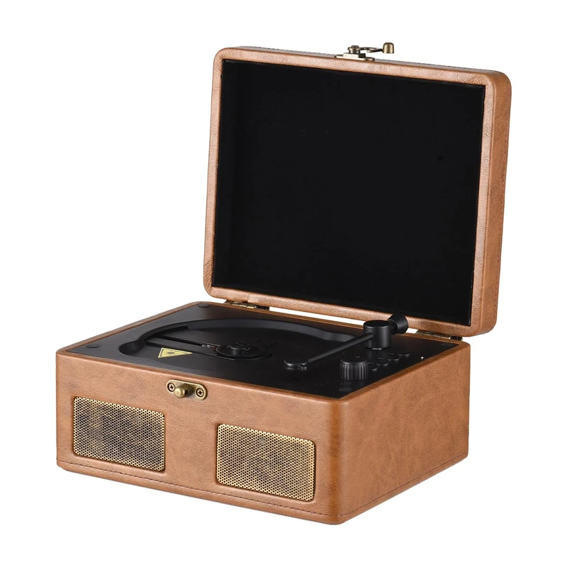 Hanzete Retro CD Player Multifunctional Tray-T Player o Turntables USB Drive Playback Portable CD Player with Remote Control Built-in 2 Speakers Rechargeable Wireless Music Streaming for Home