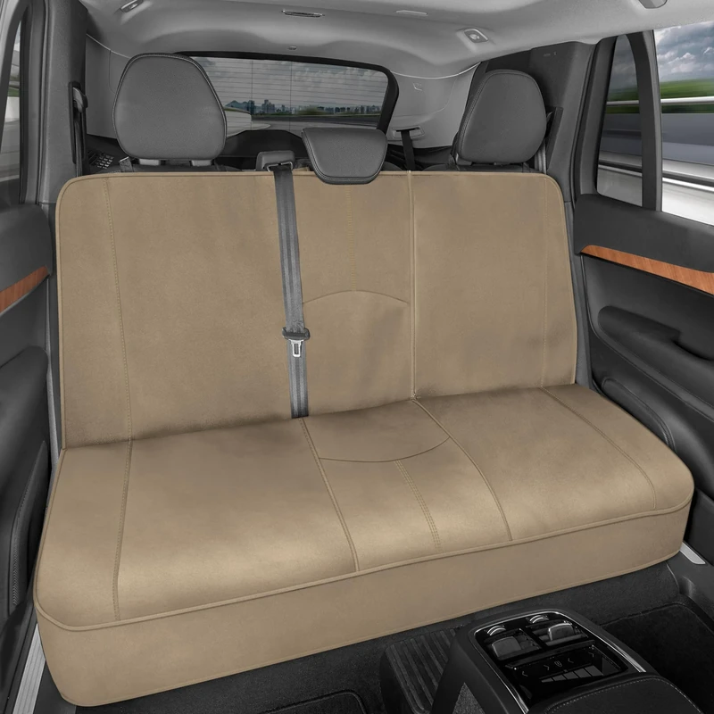 Motor Trend SpillGuard Waterproof Rear Bench Car Seat Cover, Black Stitching – Split Bench Rear Seat Protector with Neoprene Padding, Back Seat Cover for Kids & Dogs, Car Interior Covers