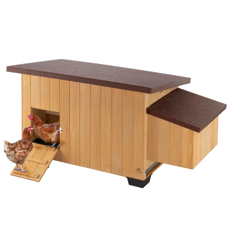 Ferplast KOCCA 100 Chicken Coop, FSC Wooden Hen House, Suitable for Up to 5 Chickens, Egg Compartment, Removable Tray, Openable Roof, Insulating Feet, Easy Cleaning, 146.5 x 72 x h 77 cm