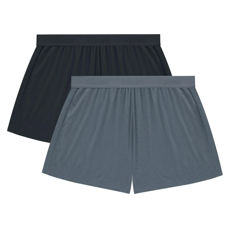 Hanes Women's Originals Supersoft Comfywear Sleep Shorts, 3.25" (2 Pack), Black/Stargazer Grey, S - Image 1