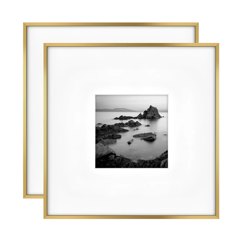 MCS Foundry Metal 18x18 matted to 8x8 Brass Gallery Wall Frame (2-Pack)