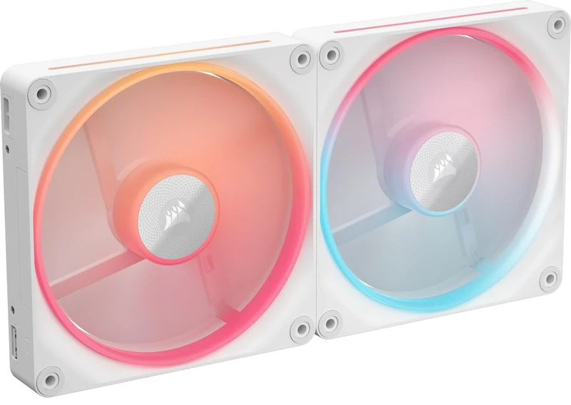 Corsair iCUE LINK LX140-R RGB 140mm PWM Reverse Fans – Dual Fan Kit – Low-Noise, Magnetic Dome Bearing, Dual Light Loops, QuikTurn™ Screws, Zero RPM Mode – White