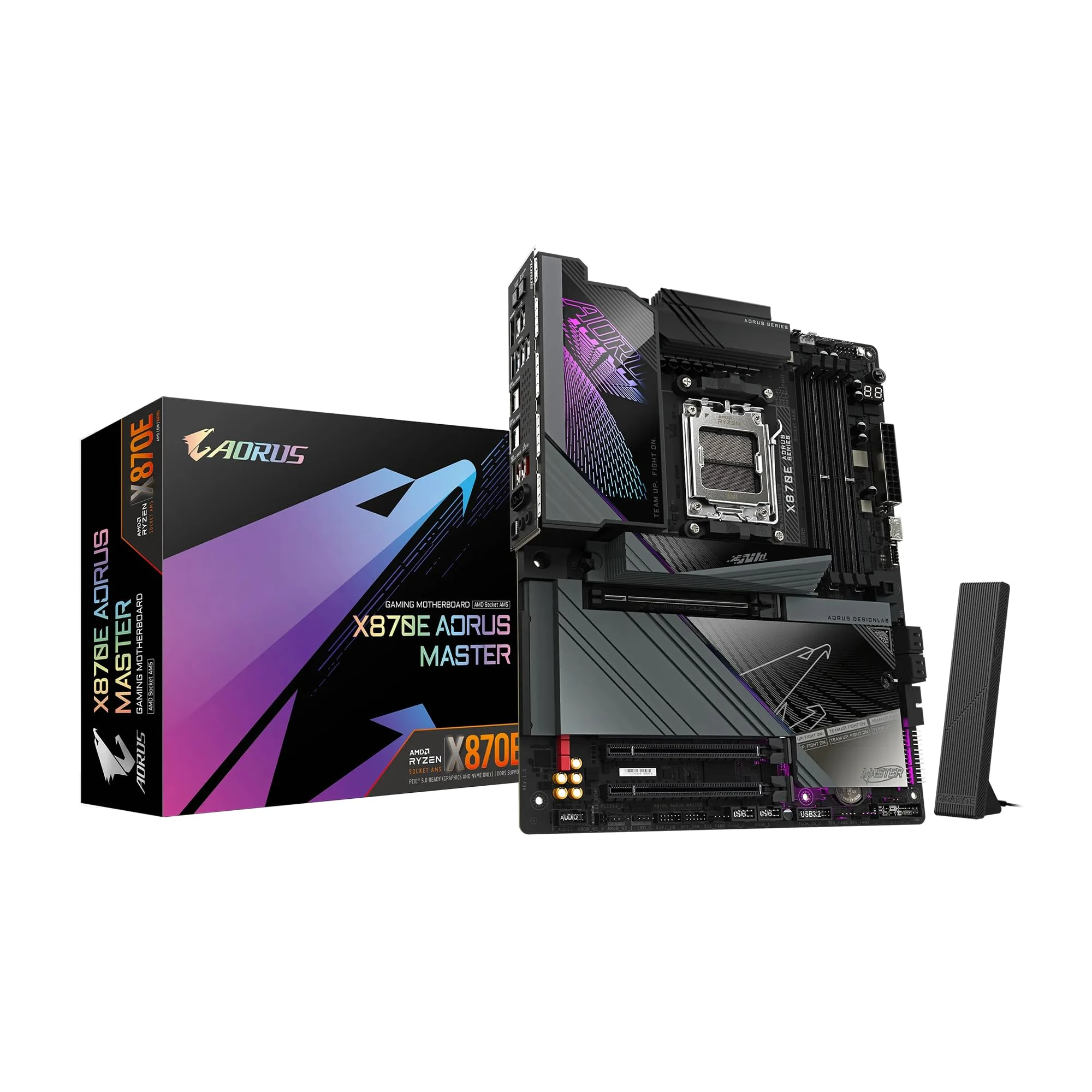 GIGABYTE X870E AORUS Master AMD AM5 LGA 1718 Motherboard, ATX, DDR5, 4X M.2, PCIe 5.0, USB4, WIFI7, 5GbE LAN, EZ-Latch, 5-Year Warranty