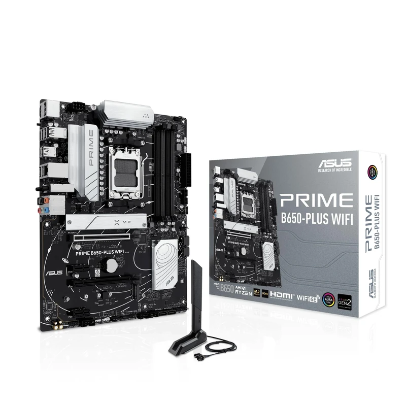ASUS Prime B650-PLUS WiFi AMD B650 AM5 Ryzen™ Desktop 9000 8000 & 7000 ATX Motherboard, DDR5, PCIe 5.0 M.2, 2.5Gb LAN, WiFi 6E, HDMI™, SATA 6 Gbps, USB Type-C®, BIOS Flashback™, Thunderbolt™ 4 Header