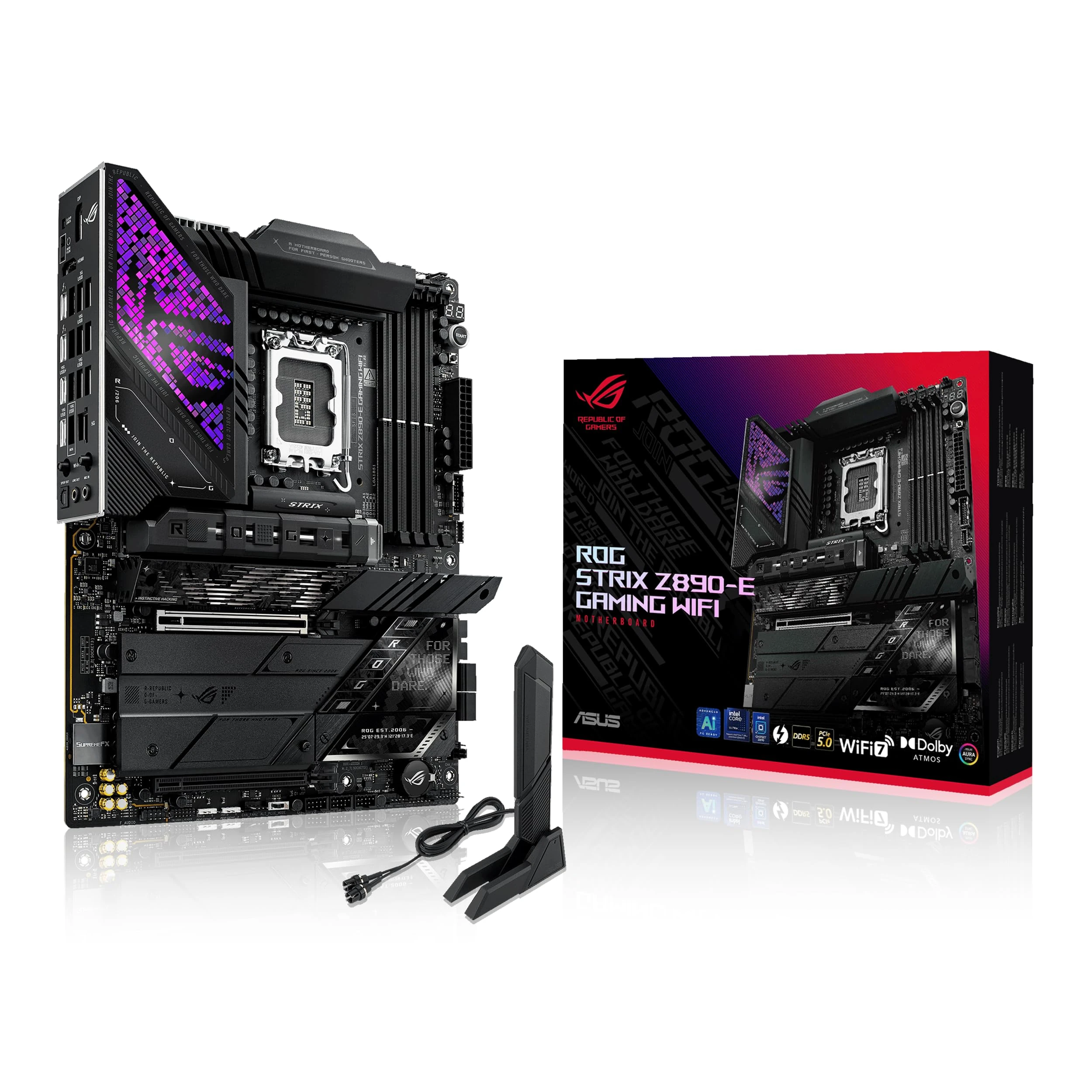 ASUS ROG Strix Z890-E Gaming WiFi Intel® Z890 LGA 1851 ATX, Advanced AI PC-Ready Motherboard, 18+2+1+2 Steps, DDR5, WiFi 7, 7X M.2, Thunderbolt™ 4, USB Type-C®, AI Overclocking, Cooling and