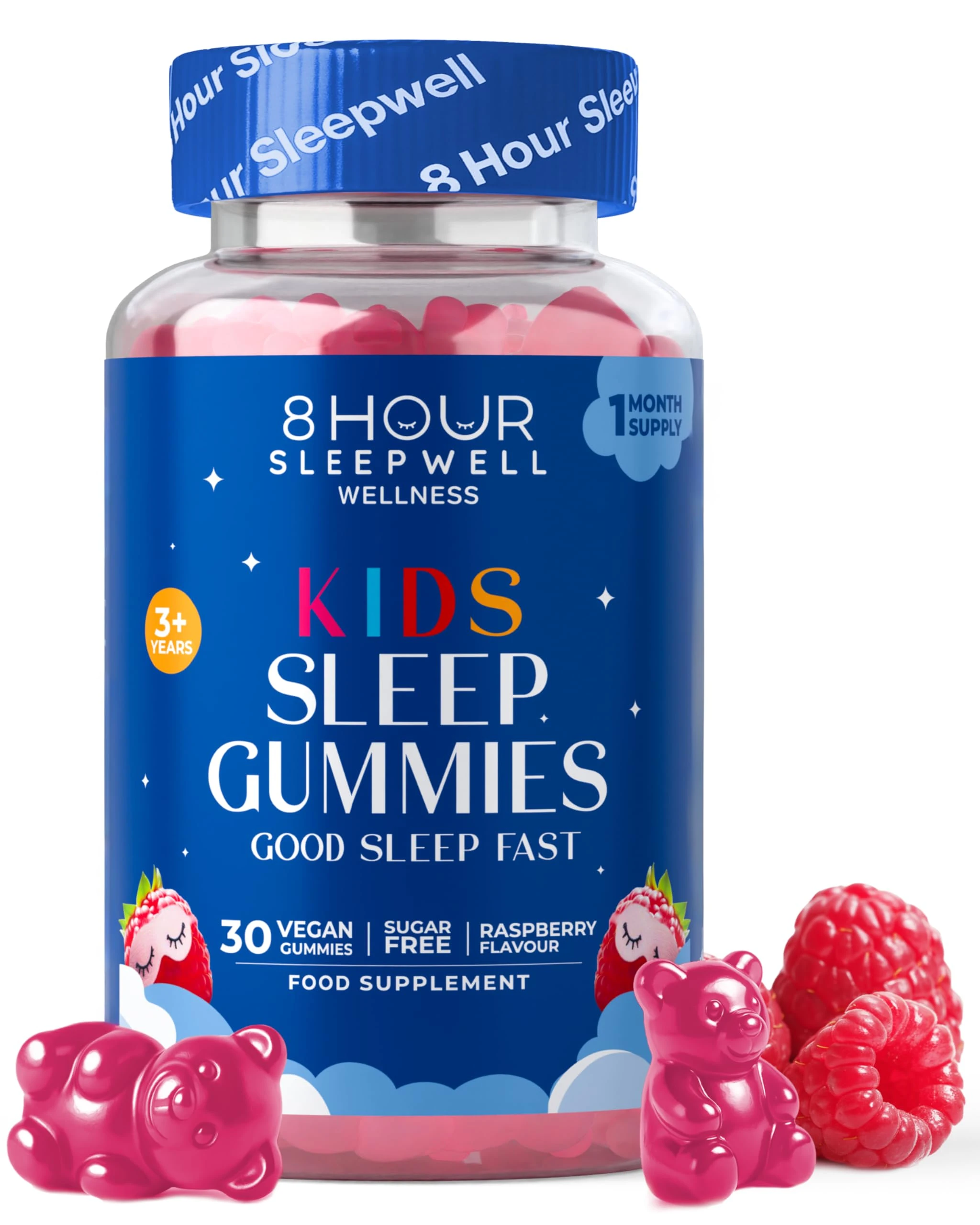 Sleep Gummies for Kids – 1 Month Supply | Sugar & Gluten-Free Magnesium Gummies for Growth, Relaxation & Healthy Sleep | 30 Vegan Supplement with Magnesium, L-Theanine & Vitamin B6 | Support Ages 3+