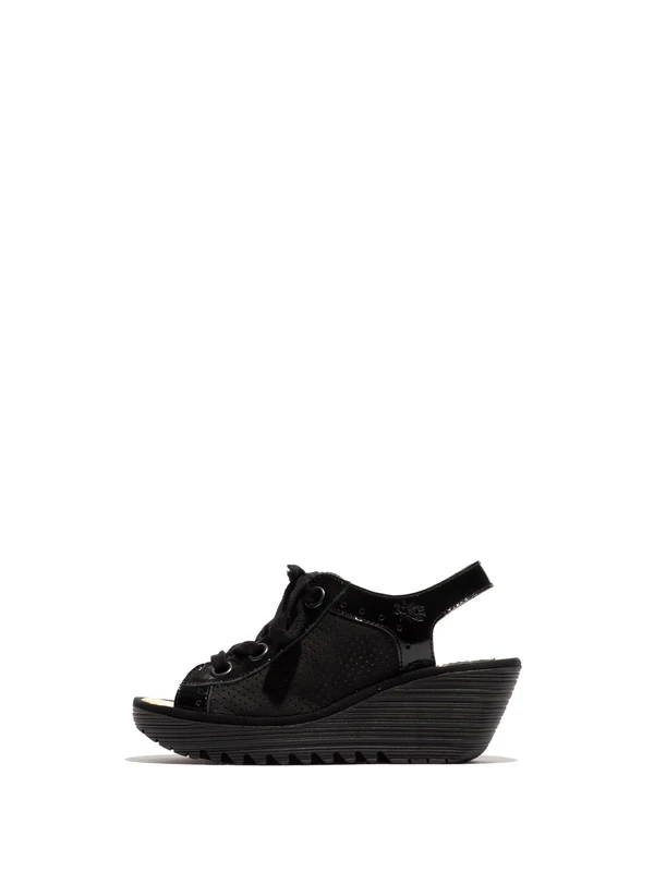 Fly London Women's YUTA617FLY Sandal, Black, 5 UK