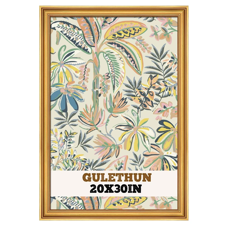 GULETHUN 20x30 Frame, Transitional Modern Design Picture Frames, 20 by 30 Rustic Poster Frame for Home Decor, Gold Vintage Photo Frame, Horizontal or Vertical Display, Choose Size & Color