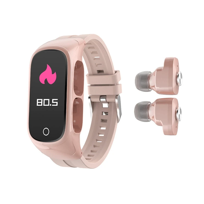 BYDPBS 2 In1 Bluetooth Earphone Smart Watch.Outdoor Sport Portable Watch for Male Female Teens.Fitness Tracker with Heart Rate Blood Oxygen Monitoring,Pink