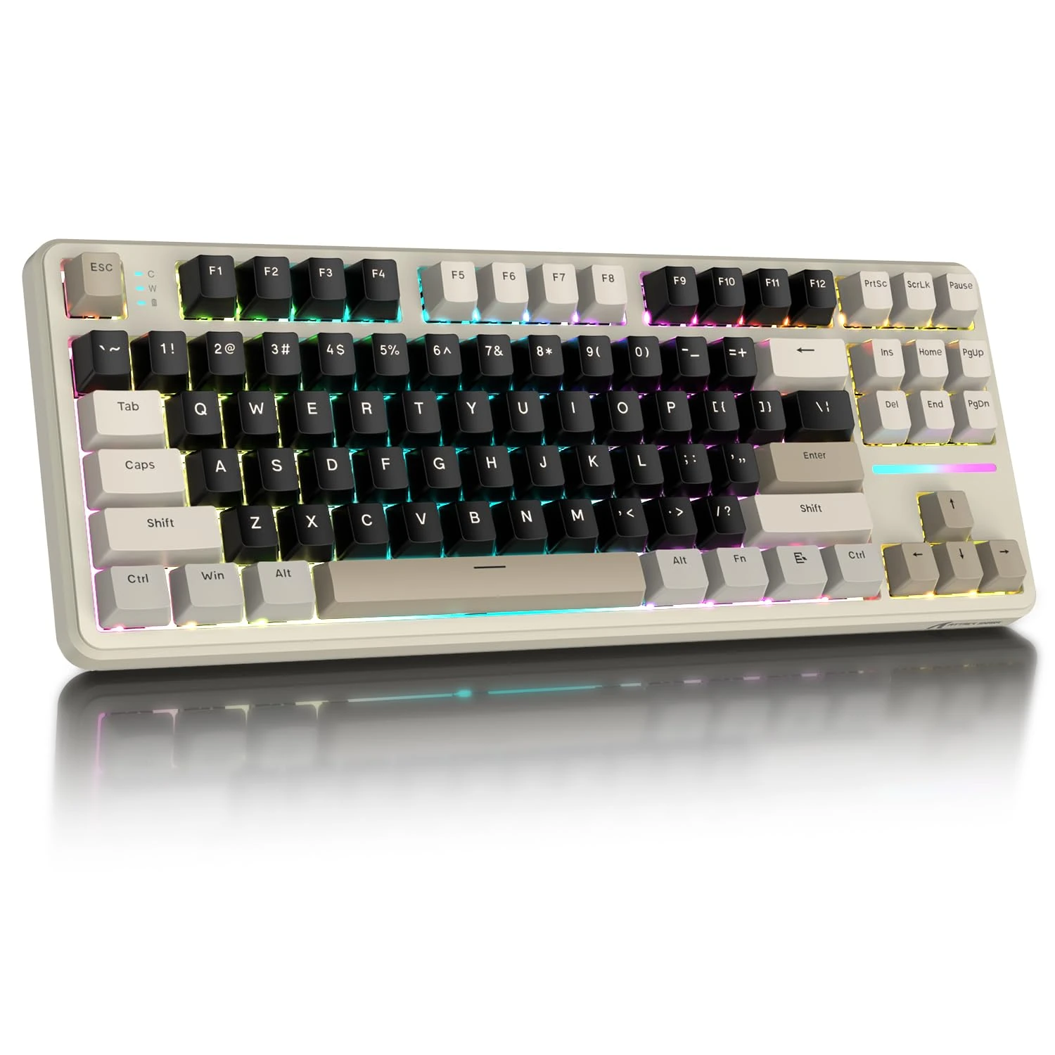 ATTACK SHARK X87 80% Wireless Mechanical Keyboard,BT5.0/2.4Ghz/USB-C Hot-Swap Gasket Gaming Keyboard,5 Layer Padding,RGB Backlit,4000mAh Battery,Pre-lubed Linear Switch,OEM PBT Keycap for PC/MAC-White