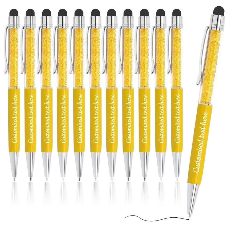 FENGHUO Personalized Crystal Ballpoint Pen,2 in 1 Custom Pen with Stylus,Customized Logo Phone Ballpoint Pen,Bulk Customized Pens for Hotels/Companies 156-pcs