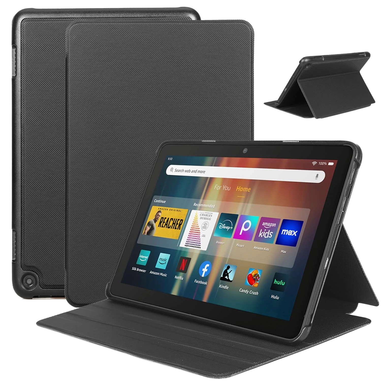 Amazon Fire HD 8 Tablet Case (12th/10th Generation,2024/2022/2020 Release),Slim Soft TPU Back Smart Magnetic Stand Protective Cover,[Sleep/Wake] for Fire HD 8/Plus/Kids/Pro Tablet,(Black)