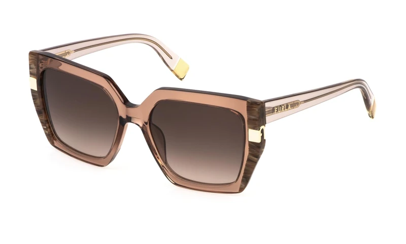 Furla Women's SFU818 Sunglasses - Shiny Transp. Light Brown