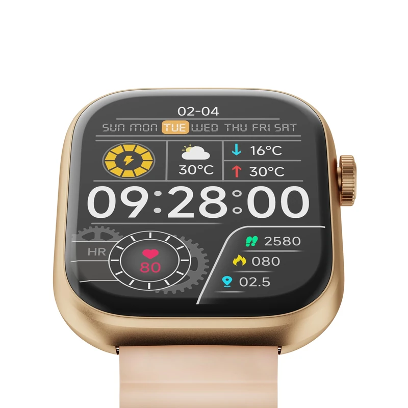 IMIKI FRAME Lite ST2 – Men's and Women's Smartwatch – 1.96 Inch ISP Display, Bluetooth Connectivity, Magnetic Strap, Blood Oxygen and Heart Rate, Android and iOS – Gold + Pink/Orange