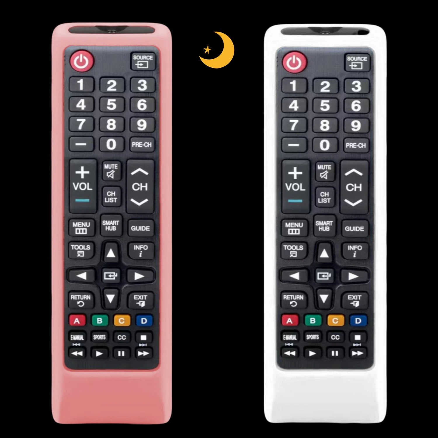 （2 Pack）Remote Cover Case for Samsung TV Remote, Cover for Samsung Remote Control for Smart TV Universal Replacement Silicone Sleeve Skin with Lanyard Glow in The Dark - Pink and White
