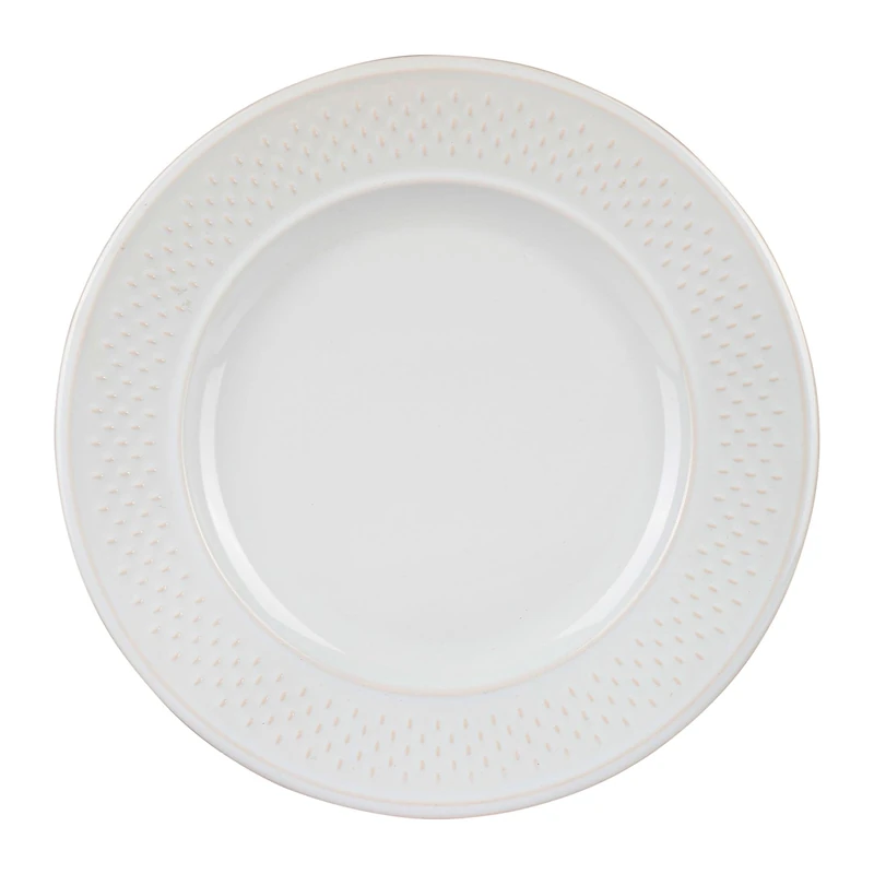 Genevieve Lethu 545265 Set of 6 Flat Plates with Grain de Rice, White Earthenware, Diameter 27 cm - Image 1
