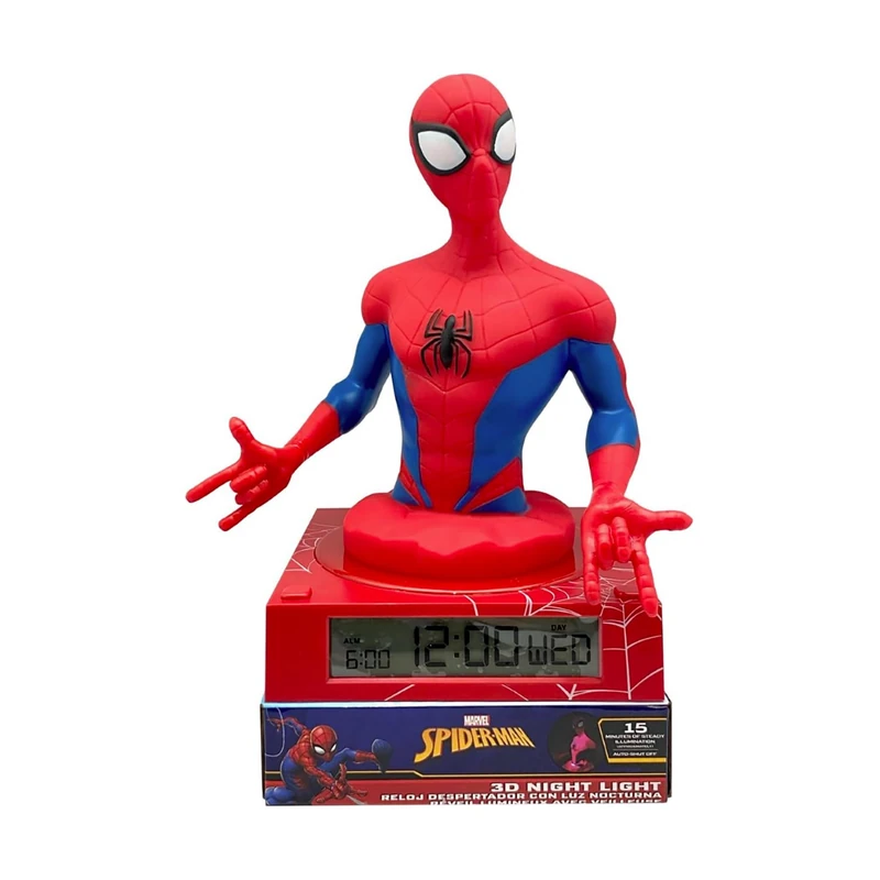 Spiderman 3D Wekker Puts nachtlampje en geluiden