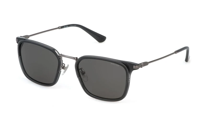Police Men's Splp27 Sunglasses, Total Shiny Ruthenium, 54