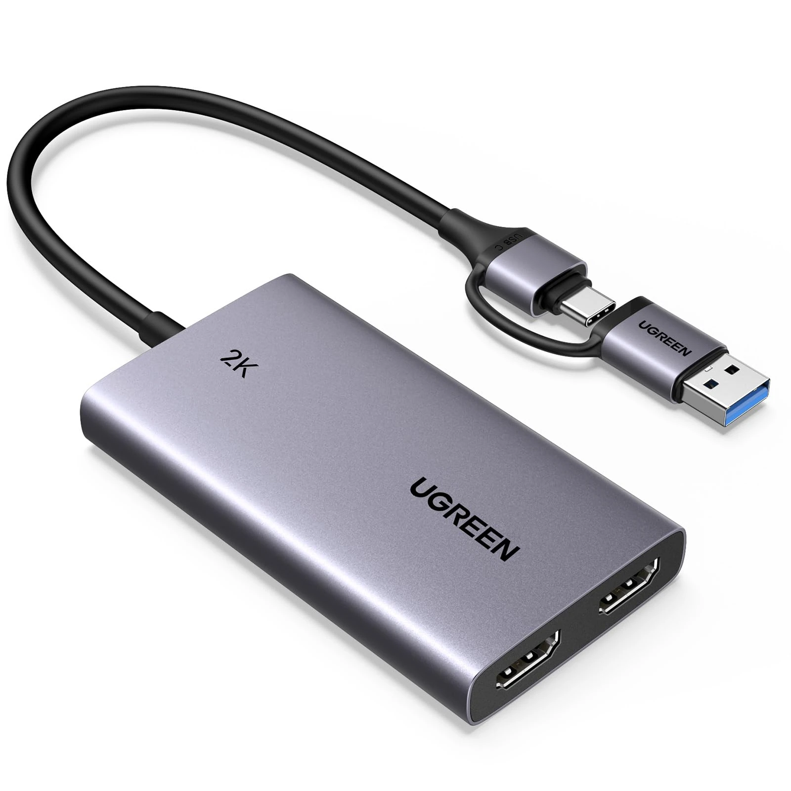 UGREEN Video Capture Card HDMI to USB C Streaming Device 2K@30Hz 1080P@60fps Game Record 4K Passthrough Loop-out Compatible for Quest 3/3s PS5 PS4 Xbox Series X Switch iPad DSLR Camera Mac Laptop PC