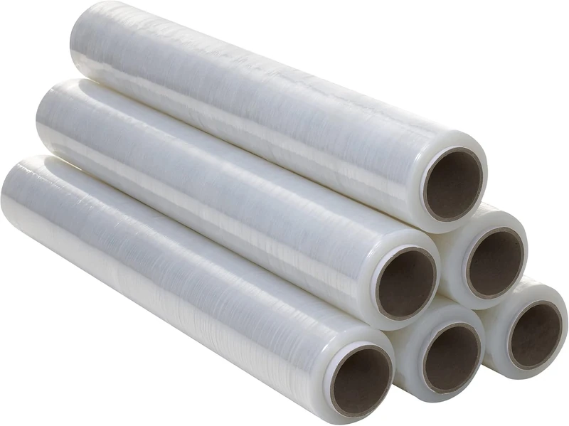 Ofituria 6 Rolls 0.5 x 300 m Clear Plastic Wrap Film for Industrial Packaging Manual Stretch Elastic