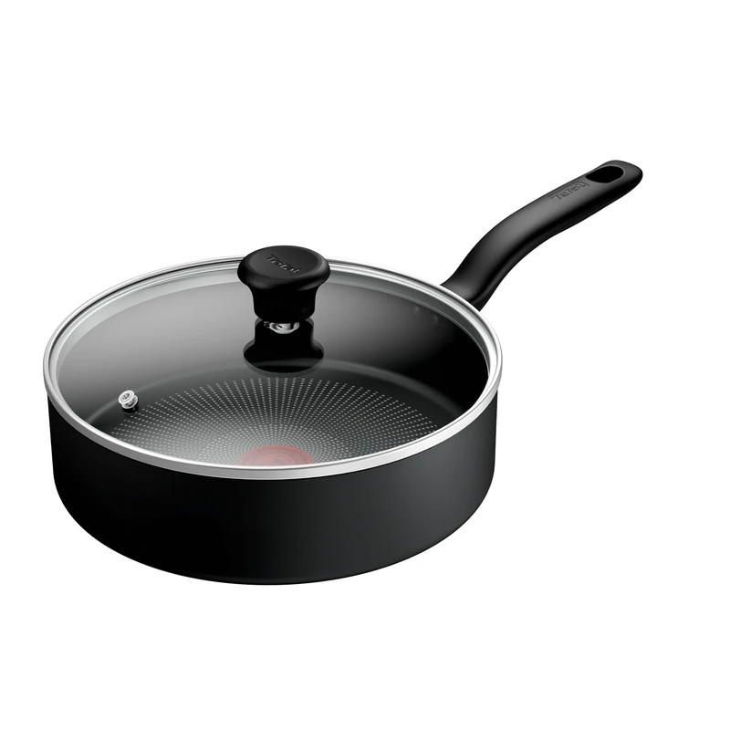 Tefal Titanium Essential Sautepan 26 cm + Lid, Non-Stick Coating, Metal Safe, Compatible with All Hobs Except Induction, Flawless Glide, Everyday Use, B9413344