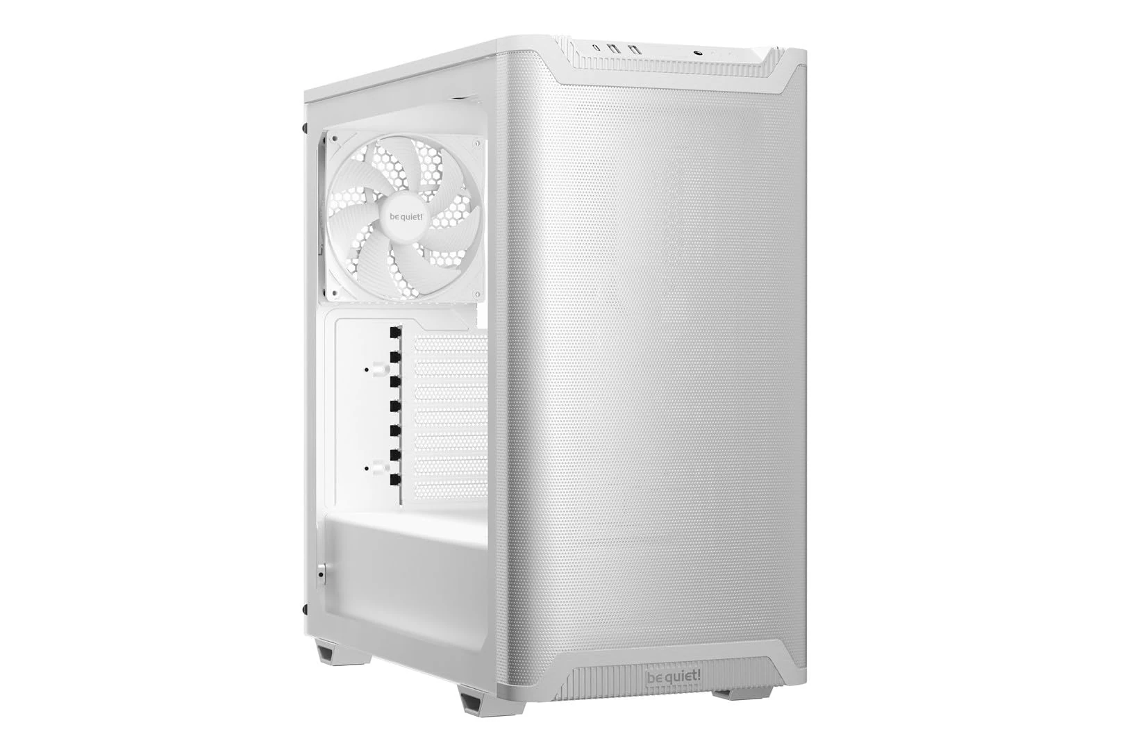 be quiet! Pure Base 501 Airflow Window White PC Case, 2 Pre-Installed Pure Wings 3 140 mm PWM Fans, High Static Pressure, USB 3.2 Gen. 2 Type C, Spacious Design, Tempered Glass Side Window