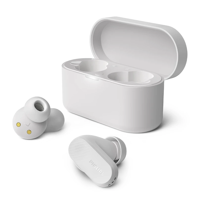 PHILIPS TAT3509WT Noise Cancelling True Wireless In Ear Bluetooth Headphones - Natural sound, Dynamic bass, Pocket-sized charging case, Clear calls, Ideal for Commuting and Exercise - White