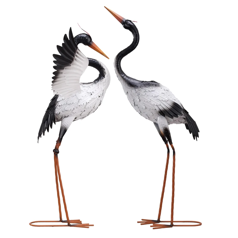 TERESA'S COLLECTIONS Garden Decor, Set of 2 White Herons Garden Decor, 25-26", Waterproof Metal Garden Statue, Herons Gifts, Garden Gifts for Women Mom, Indoor/Outdoor