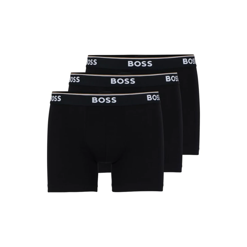BOSS Men's 3-Pack Multi Color Bold Logo Boxer Briefs, Black Carbon, L (Pack of 3)