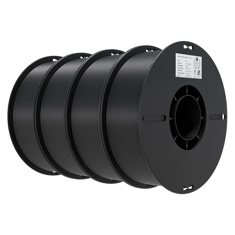 Creality Ender-PLA Filament Value Pack Black 4 kg Spool PLA Filament 1.8 mm Resistant for 3D Printers, Neatly Wound Fluid Printing, Non-Clogging and Deforming