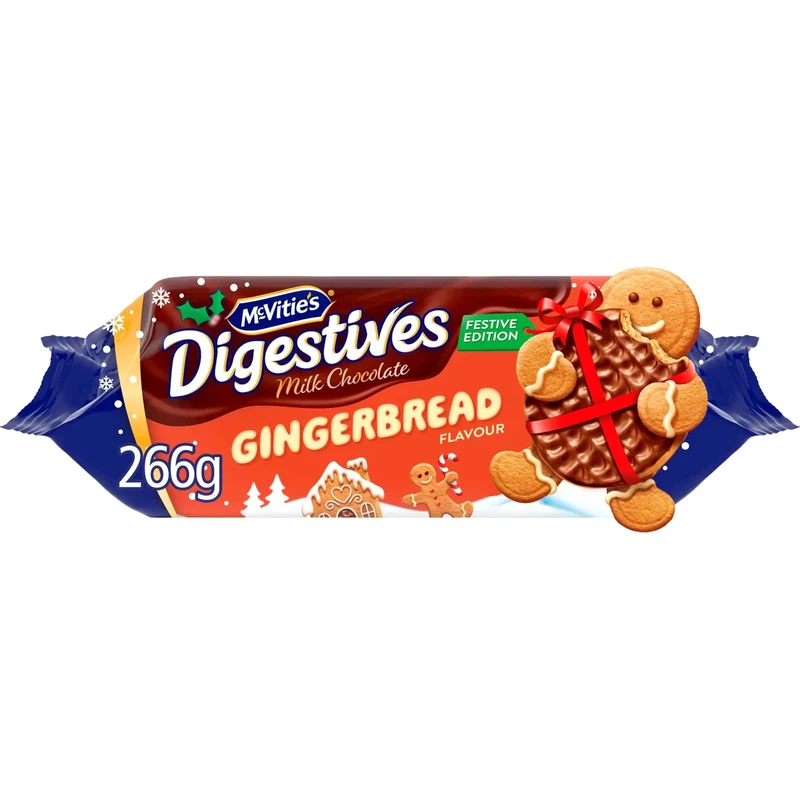 McVitie's Gingerbread Chocolate Digestive Christmas Biscuits 266 g (Pack of 1)