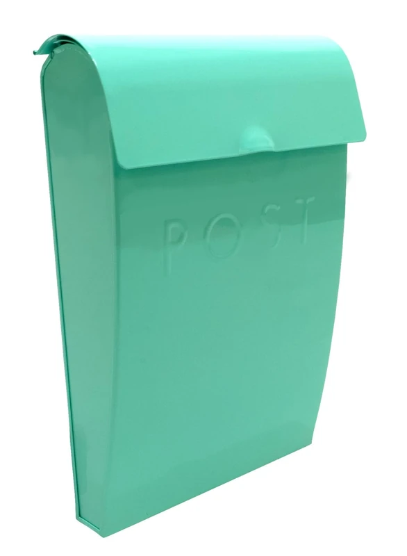 Wall Mounted Post Box | Glossy Finish Postbox | Galvanised Steel Outdoor Mailbox | Lockable Weatherproof Outside Postbox | Letterbox for Wall | M&W (Mint Green)