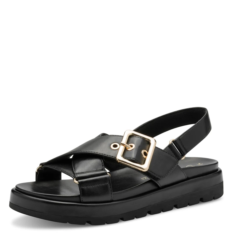 MARCO TOZZI Women's Flat Sandals with Fastening, Comfortable, Black, 6 UK - Image 1